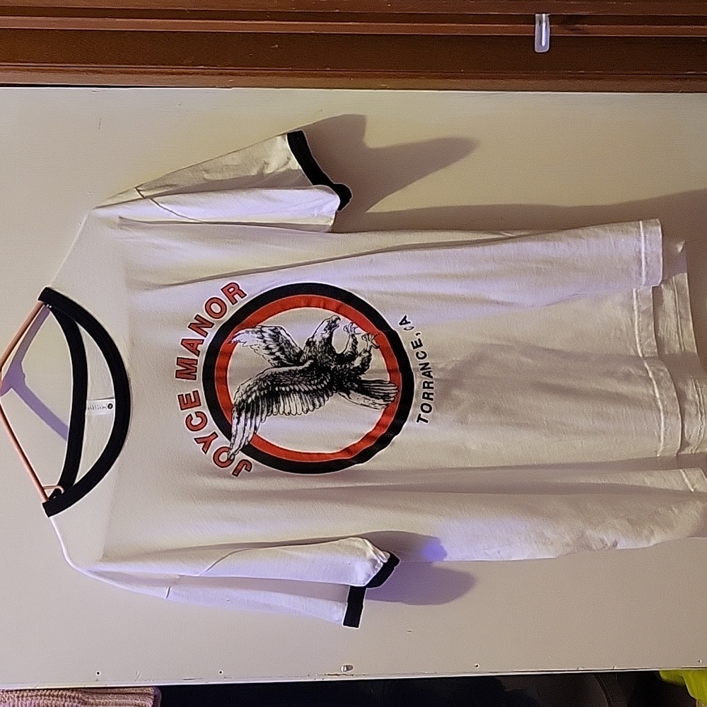 L Joyce Manor Eagle White Black Ringer Shirt